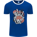 Bagpipes Skeleton Mens Ringer T-Shirt Royal Blue/White