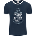 Sailing Captain Narrow Boat Barge Sailor Mens Ringer T-Shirt FotL Navy Blue/White