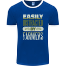 Easily Distracted Farmers Farming Mens Ringer T-Shirt FotL Royal Blue/White