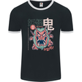 Oni Yokai Japanese Red Demon Mens Ringer T-Shirt FotL Black/White