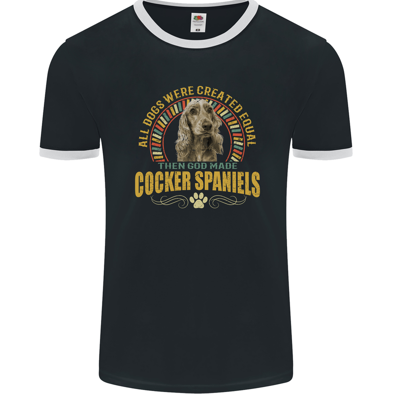 A Cocker Spaniel Dog Mens Ringer T-Shirt FotL Black/White