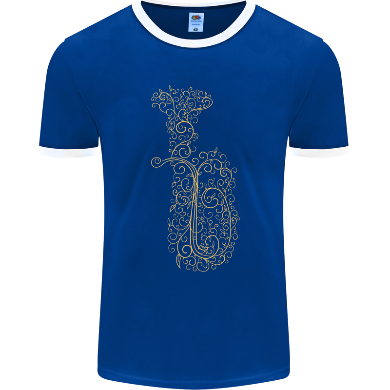 A Tuba Musical Instruments Brass Band Mens Ringer T-Shirt FotL Royal Blue/White