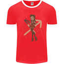 Sagittarius Steampunk Woman Star Sign Mens Ringer T-Shirt Red/White