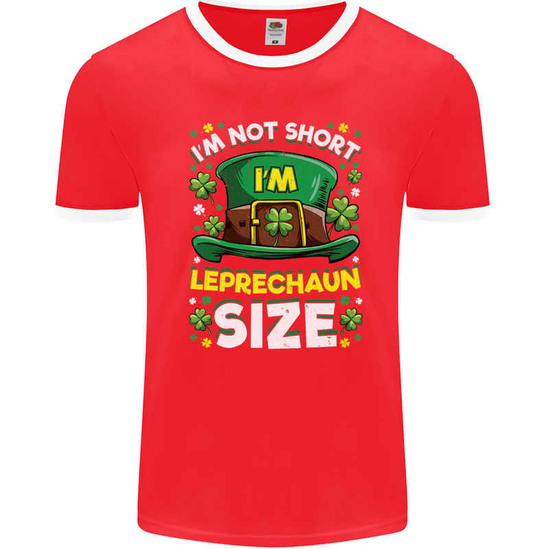 St Patricks Day I'm Leprechaun Sized Funny Mens Ringer T-Shirt FotL Red/White