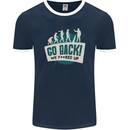 Go Back We Fooked Up Evolution Environment Mens Ringer T-Shirt FotL Navy Blue/White