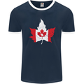 Canadian Maple Leaf Flag Canada Beaver Mens Ringer T-Shirt FotL Navy Blue/White