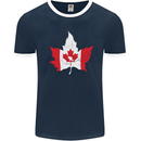 Canadian Maple Leaf Flag Canada Beaver Mens Ringer T-Shirt FotL Navy Blue/White