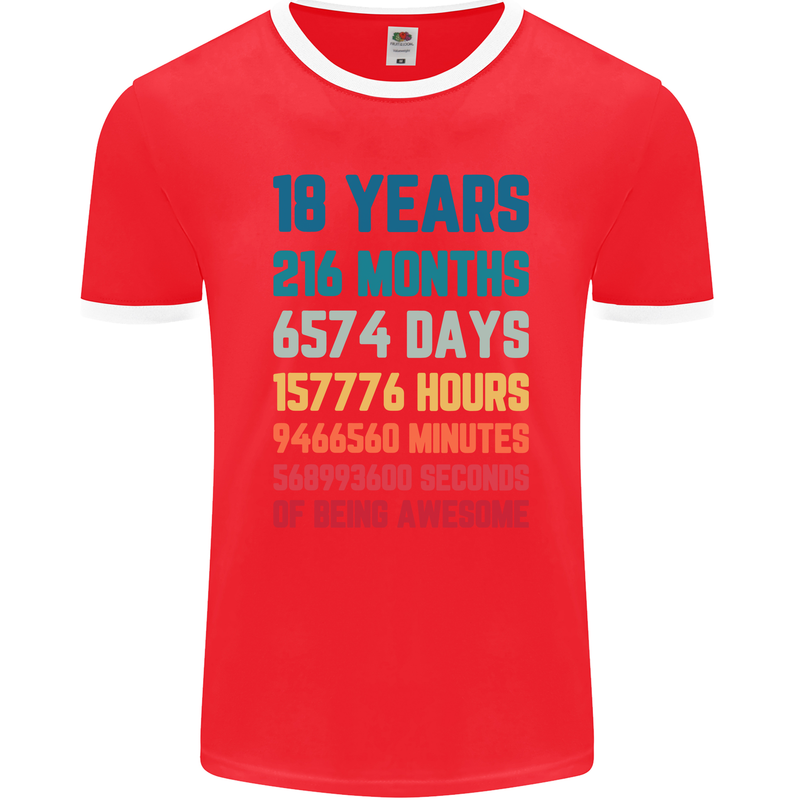 18th Birthday 18 Year Old Mens Ringer T-Shirt FotL Red/White