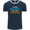 I Have Sex Daily Dyslexia Funny Slogan Mens Ringer T-Shirt FotL Navy Blue/White