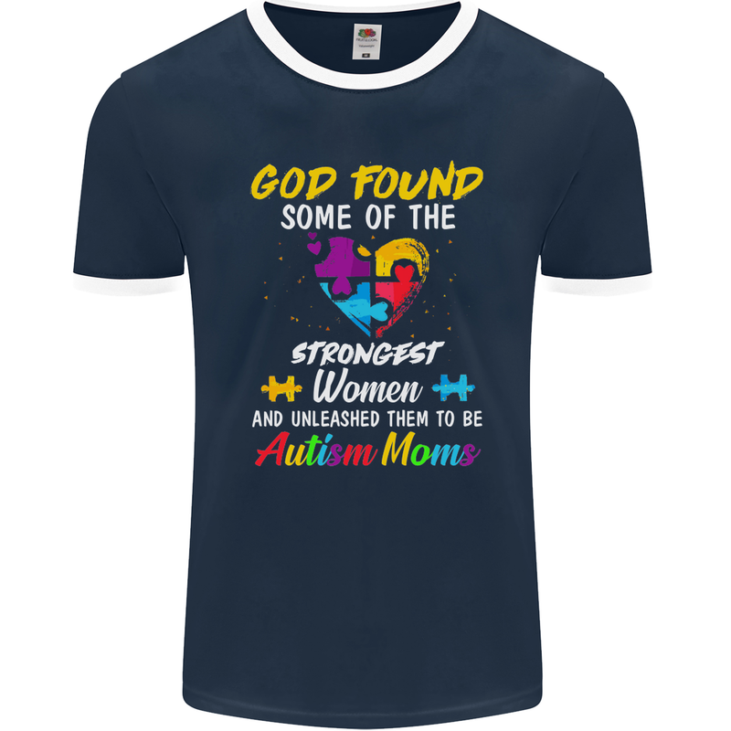 God Found Autism Moms Autistic ASD Mens Ringer T-Shirt FotL Navy Blue/White