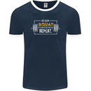 Eat Sleep Squat Repeat Gym Training Top Mens Ringer T-Shirt FotL Navy Blue/White