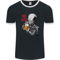 Beer or Death Skull Funny Alcohol Mens Ringer T-Shirt FotL Black/White