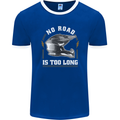 No Road Too Long Motocross MotoX Dirt Bike Mens Ringer T-Shirt FotL Royal Blue/White