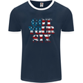 USA I've Got Your Six American Flag Army Mens Ringer T-Shirt FotL Navy Blue/White