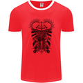 Savage Two Punk Skulls Biker Motorbike Mens Ringer T-Shirt FotL Red/White