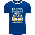 Fishing & Beer Funny Fisherman Alcohol Mens Ringer T-Shirt FotL Royal Blue/White