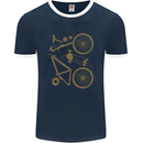 Bicycle Parts Cycling Cyclist Bike Funny Mens Ringer T-Shirt FotL Navy Blue/White