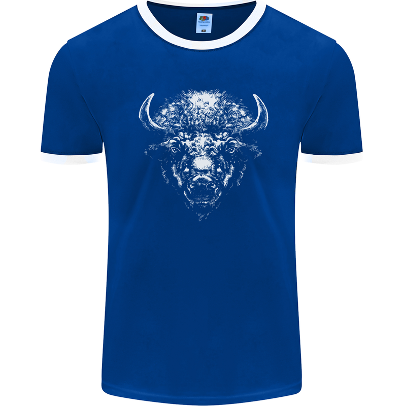 A Buffalo Head Mens Ringer T-Shirt FotL Royal Blue/White