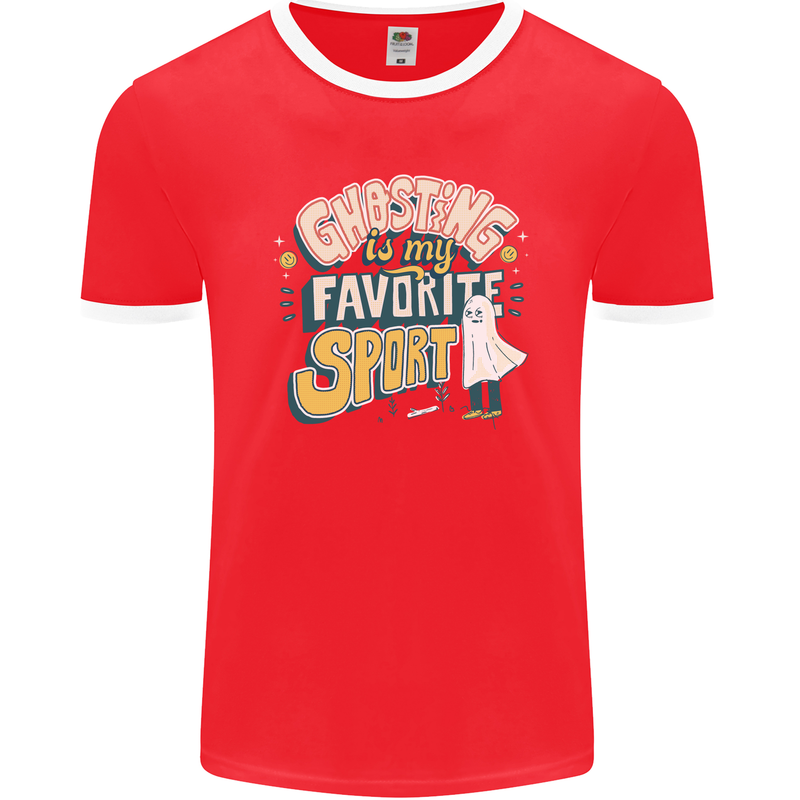 Ghosting Sport Funny Anti Valentines Day Mens Ringer T-Shirt FotL Red/White