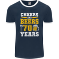 70th Birthday 70 Year Old Funny Alcohol Mens Ringer T-Shirt FotL Navy Blue/White
