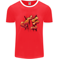 Frog Hand Scrunching Material Mens Ringer T-Shirt Red/White