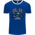 Cafe Racer Full Speed Biker Motorcycle Mens Ringer T-Shirt FotL Royal Blue/White