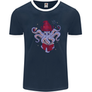 An Octopus Wizard Magic Magician Mens Ringer T-Shirt FotL Navy Blue/White
