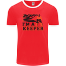 Hockey I'm a Keeper Funny Ice Street Mens Ringer T-Shirt FotL Red/White