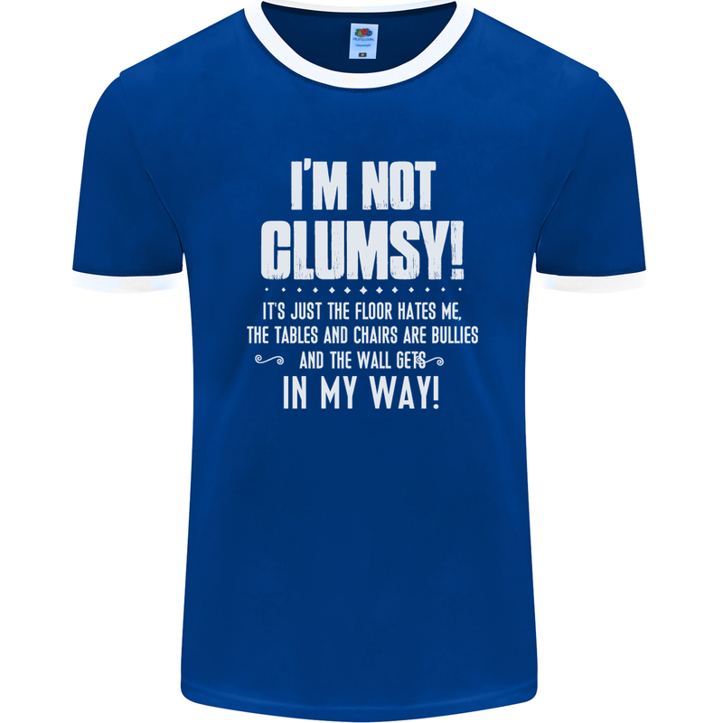 I'm Not Clumsy Funny Slogan Joke Beer Mens Ringer T-Shirt FotL Royal Blue/White