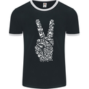 Peace Word Art Hippy Environment Mens Ringer T-Shirt FotL Black/White