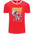 Space T-Rex Dinosaur Dino Astronaut Mens Ringer T-Shirt FotL Red/White