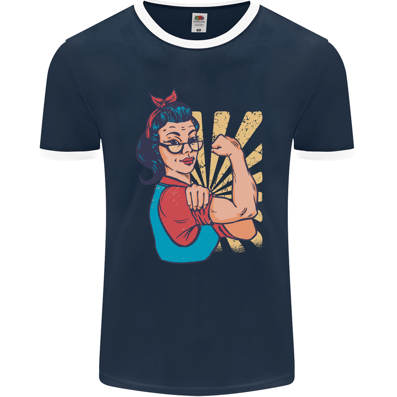 Strong Successful Woman Mens Ringer T-Shirt FotL Navy Blue/White