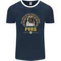 A Pug Dog Mens Ringer T-Shirt FotL Navy Blue/White