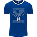 Take Me to the Mountains Trekking Hiking Mens Ringer T-Shirt FotL Royal Blue/White