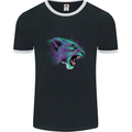 A Lion Watercolour Mens Ringer T-Shirt FotL Black/White