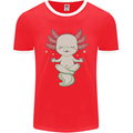 Meditating Axolot Yoga Spiritual Mens Ringer T-Shirt FotL Red/White