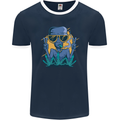 An Alien Smoking Weed Funny Drug Culture Mens Ringer T-Shirt FotL Navy Blue/White