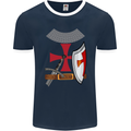 Knights Templar Fancy Dress St Georges Day Mens Ringer T-Shirt FotL Navy Blue/White