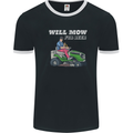 Will Mo the Lawn For Beer Funny Alcohol Mens Ringer T-Shirt FotL Black/White