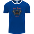 Devil Burger Demon Satan Grim Reaper BBQ Mens Ringer T-Shirt FotL Royal Blue/White