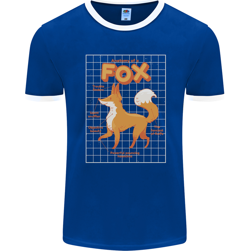 Anatomy of a Fox Funny Foxes Mens Ringer T-Shirt FotL Royal Blue/White