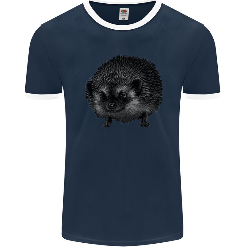 A Hedgehog Drawing Mens Ringer T-Shirt FotL Navy Blue/White