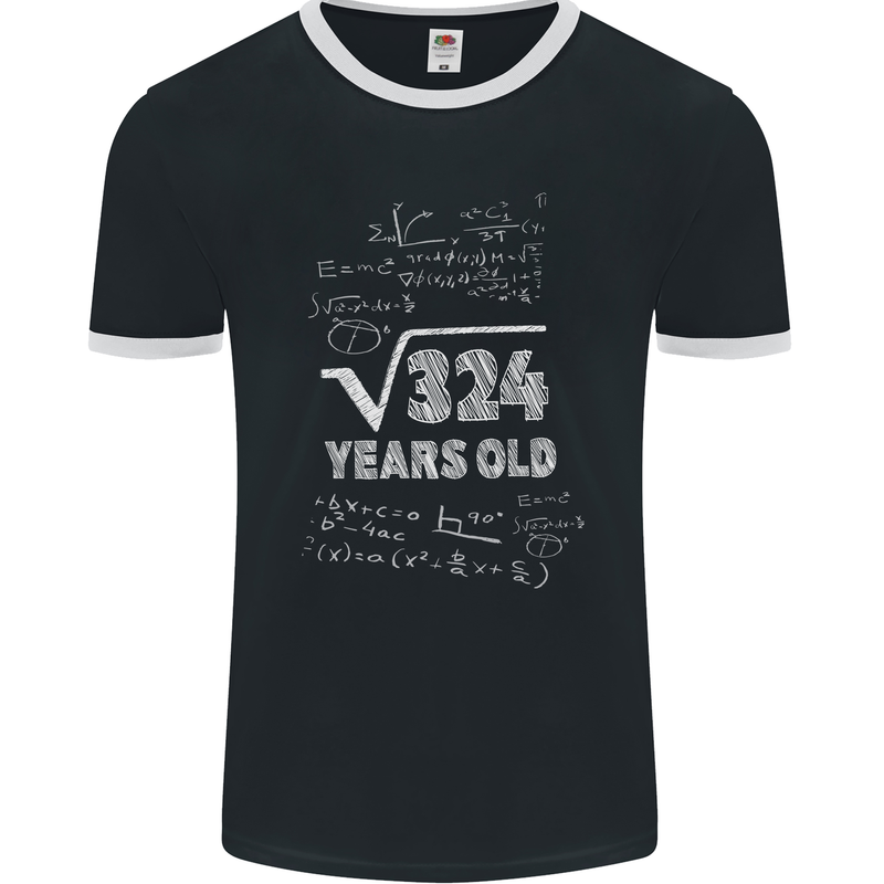 18th Birthday 18 Year Old Geek Funny Maths Mens Ringer T-Shirt FotL Black/White