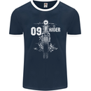 09 Motorbike Rider Biker Motorcycle Mens Ringer T-Shirt FotL Navy Blue/White