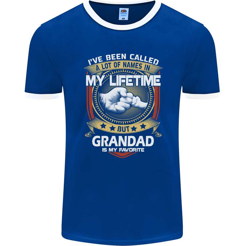 Grandad Is My Favourite Funny Fathers Day Mens Ringer T-Shirt FotL Royal Blue/White