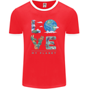 Love My Planet Climate Change Environment Mens Ringer T-Shirt FotL Red/White