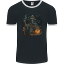Witch Skull Sorcerer Skull Halloween Mens Ringer T-Shirt FotL Black/White