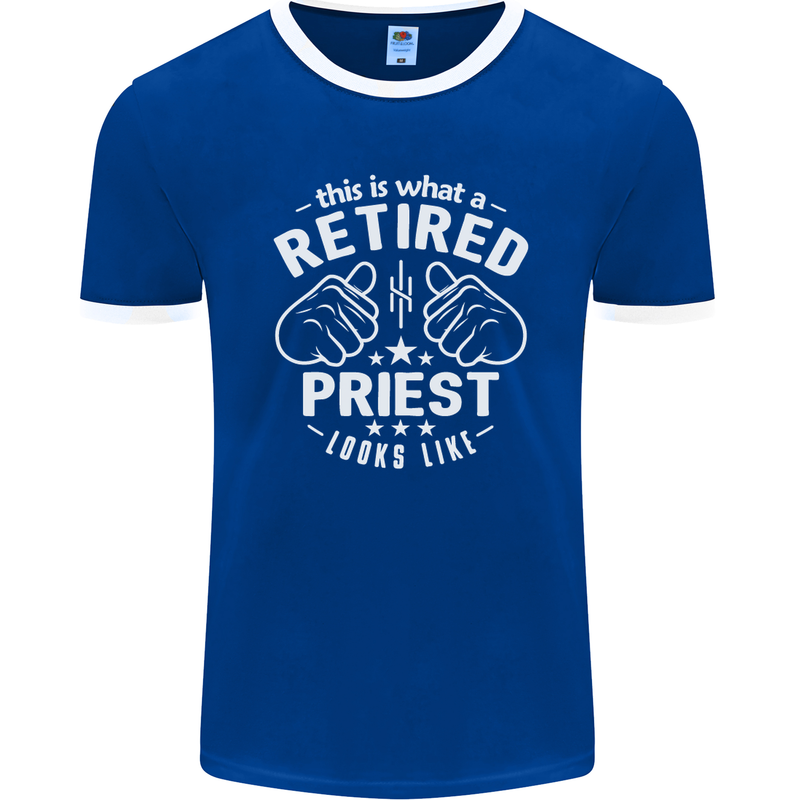 This Is What a Retired Priest Looks Like Mens Ringer T-Shirt FotL Royal Blue/White