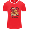 Furball Batter Funny Cat Baseball Humour Mens Ringer T-Shirt Red/White