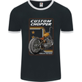 Biker Custom Chopper Motorbike Motorcycle Mens Ringer T-Shirt FotL Black/White